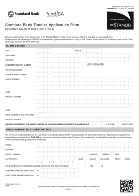 Standard Bank Fundisa Application Form