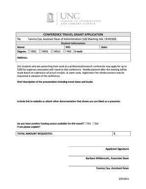 conference travel grant application