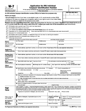 IRS Form W-7 Application