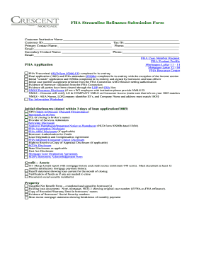FHA Streamline Refinance Submission Form