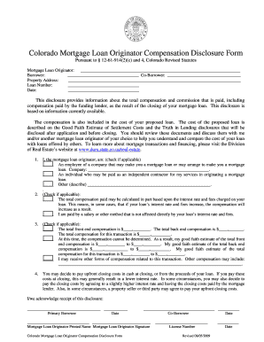 Colorado Mortgage Loan Originator Compensation Disclosure Form