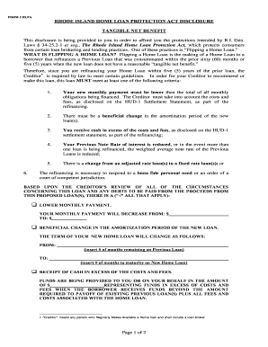Rhode Island Home Loan Protection Act Disclosure