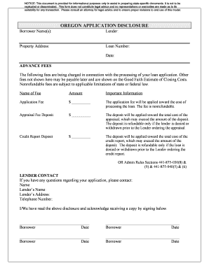 Oregon Application Disclosure