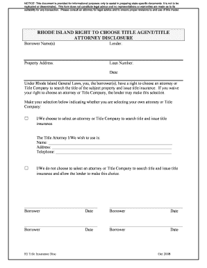Rhode Island Right to Choose Title Agent Disclosure