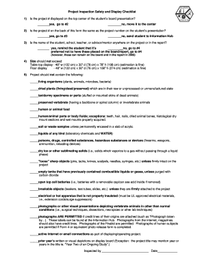Project Inspection Safety and Display Checklist