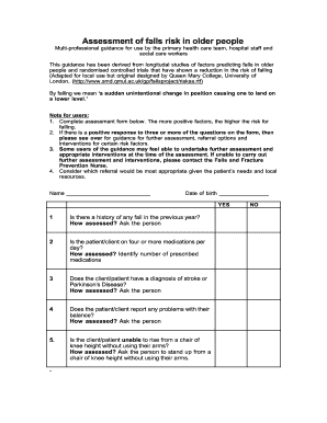 Assessment of Falls Risk in Older People