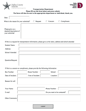 Transportation Department Form