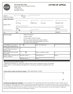 How to write an appeal letter for university - Letter of Appeal Form - East Georgia College - ega