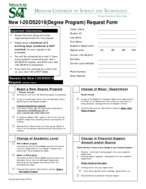 New I-20/DS2019 Request Form