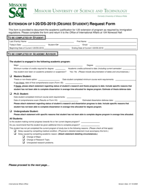 I-20/DS-2019 Extension Request Form