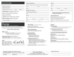 Knee Brace Order Form