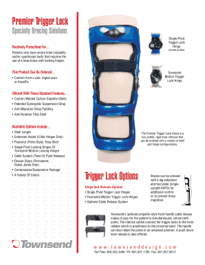 Premier Trigger Lock Knee Brace Order Form