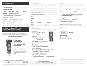 Motocross Knee Brace Order Form