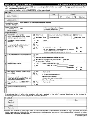 Medical Information Form for Air Travel