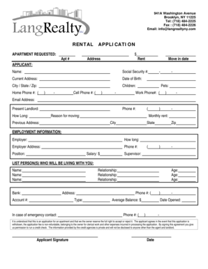 Rental Application Form