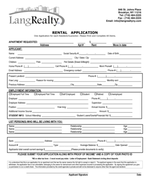 Rental Application Form