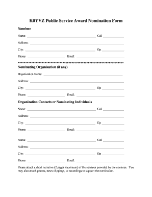 Public Service Award Nomination Form
