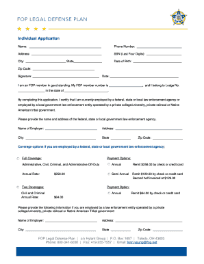 FOP Legal Defense Plan Application