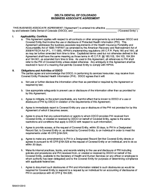 Delta Dental of Colorado Business Associate Agreement