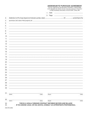 Addendum to Purchase Agreement