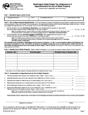 Washington State Estate Tax Addendum #4