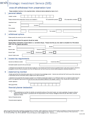 SIS Preservation Fund Withdrawal Form