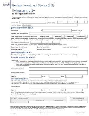SIS Living Annuity Ad Hoc Application Form