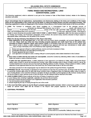 Oklahoma Farm Ranch Recreational Land Conventional Loan Contract