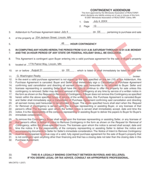 Contingency Addendum for Real Estate Purchase