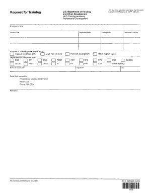 HUD Training Request Form