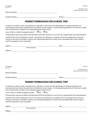 Parent Permission for School Trip