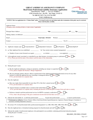 Real Estate Professional Liability Insurance Application