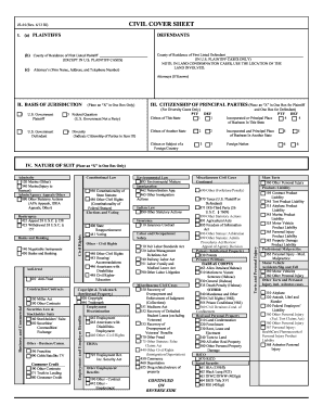 US Federal Civil Cover Sheet