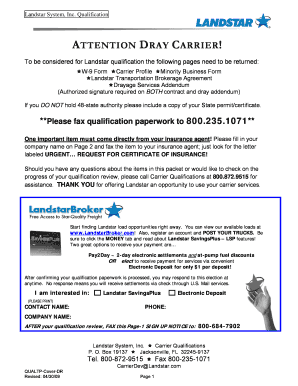 Landstar Carrier Qualification Forms