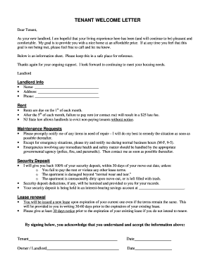 Tenant Welcome Letter