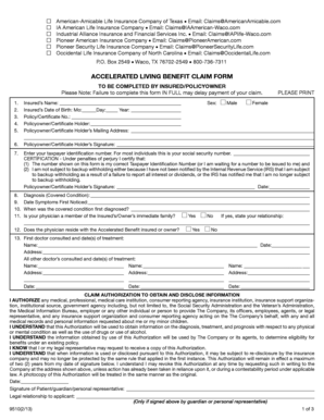 Accelerated Living Benefit Claim Form