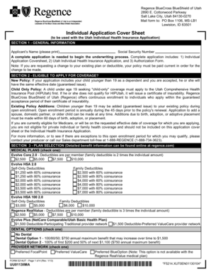 Utah Individual Health Insurance Application