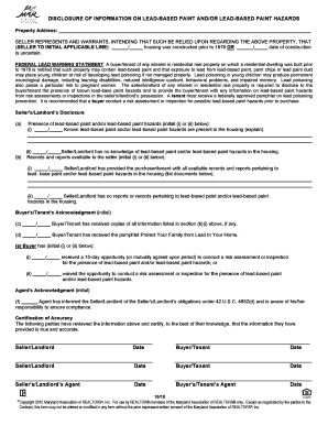 Lead-Based Paint Disclosure Form