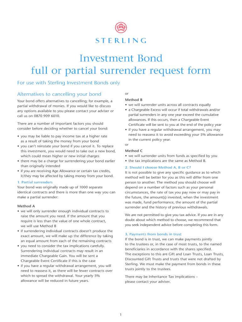 sterling investment bond Preview on Page 1.