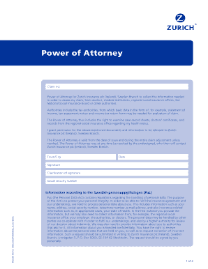 Power of Attorney for Zurich Insurance