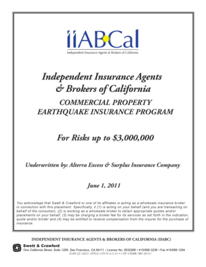 California Commercial Property Earthquake Insurance Application