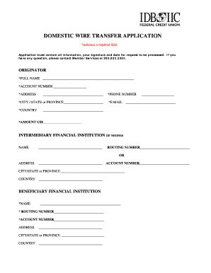 Domestic Wire Transfer Application