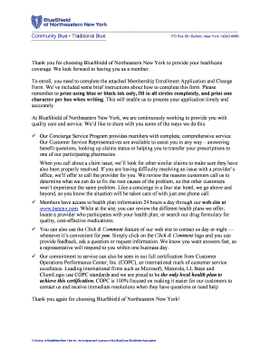 BlueShield of Northeastern New York Membership Enrollment Application
