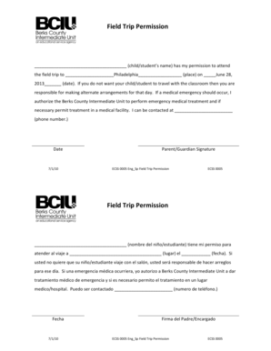 Field Trip Permission Form