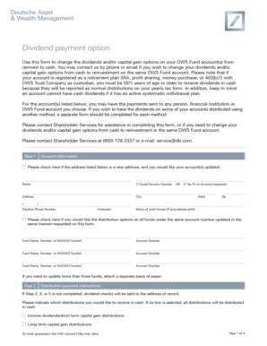 Deutsche Asset Dividend Payment Option Form
