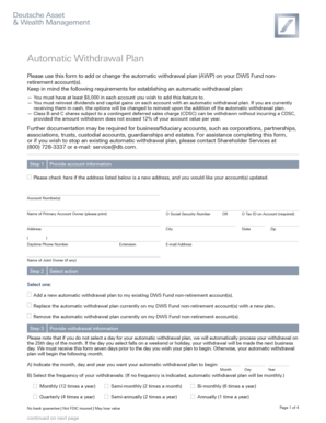 Deutsche Asset Automatic Withdrawal Plan Form