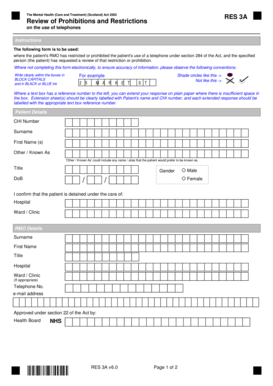 Mental Health Telephone Restriction Review Form