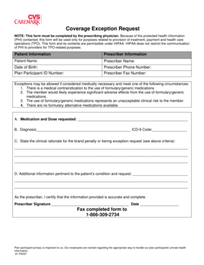 Coverage Exception Request Form