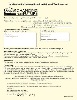 UK Housing Benefit and Council Tax Reduction Application