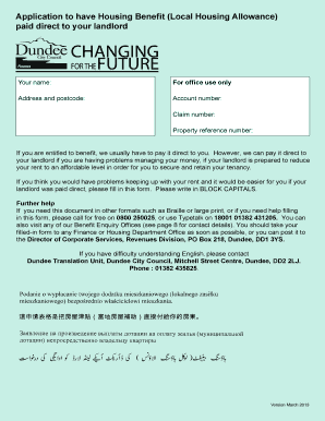 Housing Benefit Direct Payment to Landlord Application